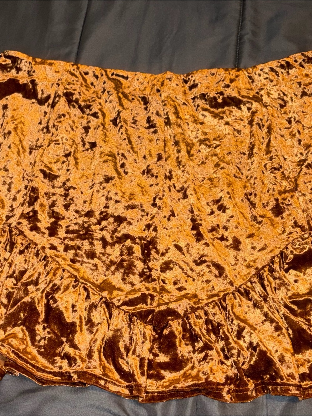 SHEIN Burnt Orange Velvet Mini Skirt